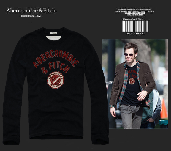 Abercrombie Fitch Hombres De Cuello Redondo Con Gente Fotos Largo Remera AF6021